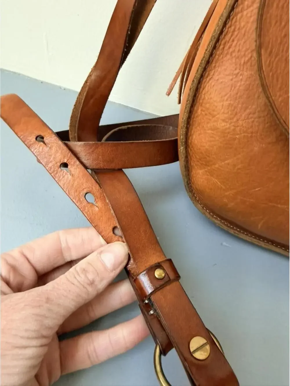 Madewell Cognac Leather Saddle Crossbody Bag - Picture 4 of 9